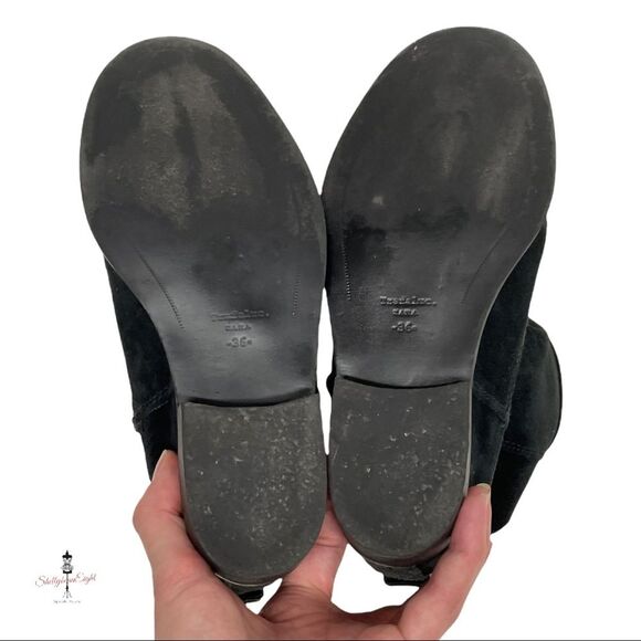 ZARA TRF Trafaluc Black Suede Leather Hidden Wedge Ankle Boots Booties 36 US 6 - Picture 12 of 14